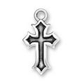 thumbnail image 1 of Sterling Silver 18" 1mm Box Chain Gothic Inset Christian Cross Pendant Necklace, 1 of 2