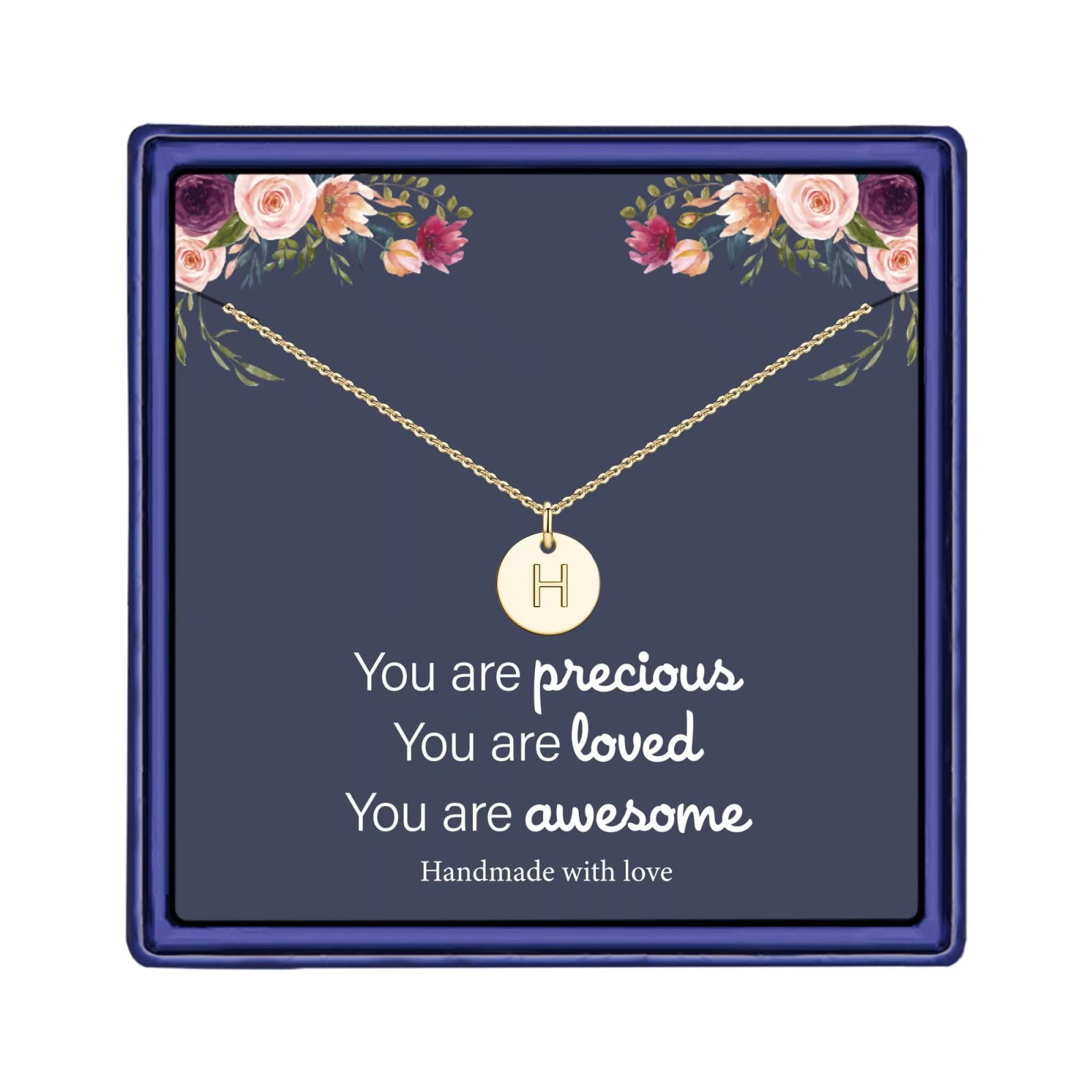 Turandoss Dainty Disc Pendant 14K Gold Plated Tiny Initial Necklace for Women Girls Letter A-Z Cute Jewelry Personalized Birthday Gifts Gifts for Women Girls Her Friend