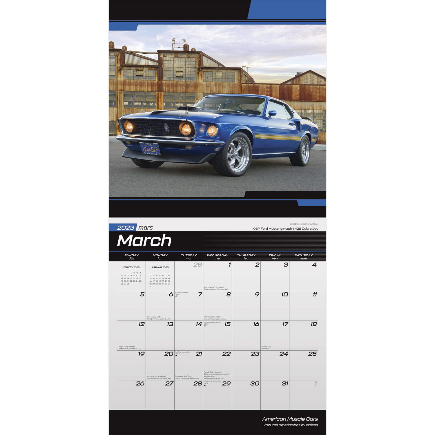 American Muscle Cars OFFICIAL 2023 12x24 Inch Square Wall Calendar