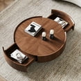 thumbnail image 4 of ENSHUI Minimalist Mid-Century Solid Wood Coffee Table with Storage Drawers, Walnut, 4 of 8