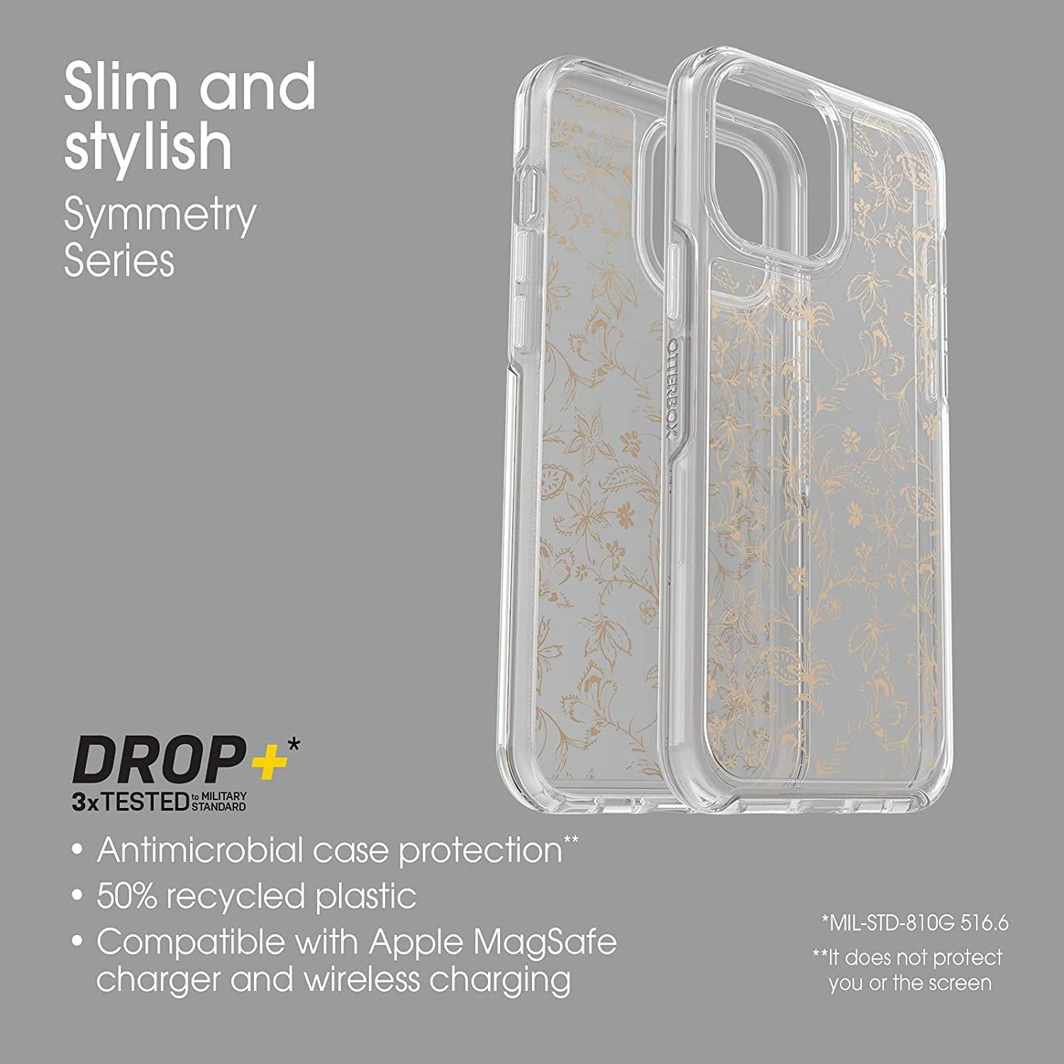 OtterBox iPhone 13 Pro Max  iPhone 12 Pro Max Symmetry Series Case - WALLFLOWER, Ultra-Sleek, Wireless Charging Compatible, Raised Edges Protect Camera  Screen