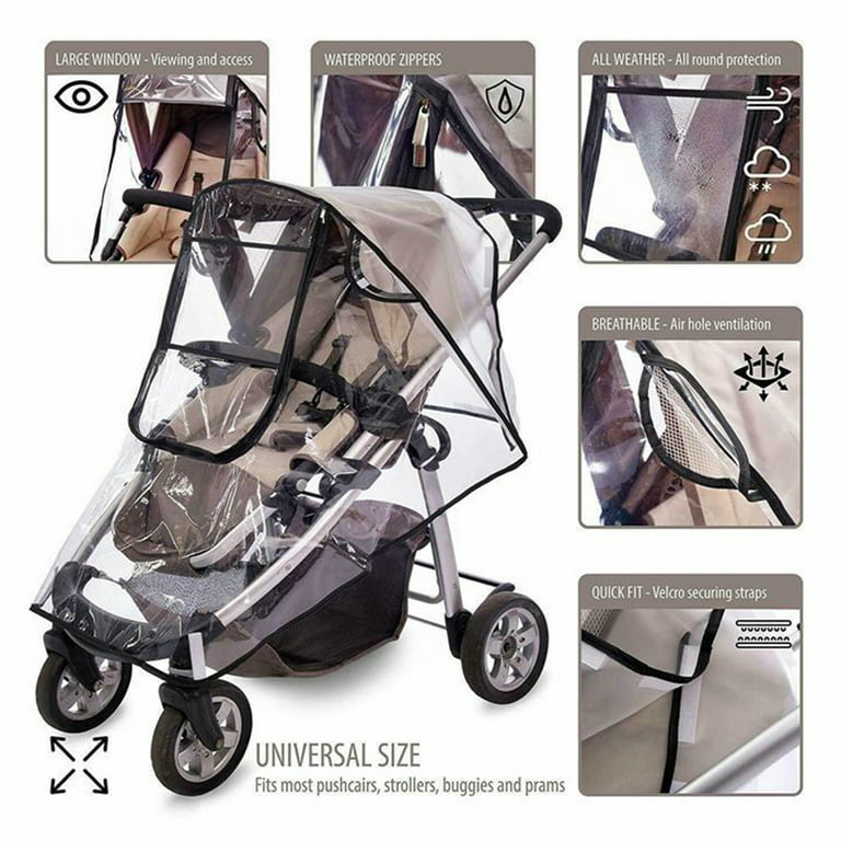 Stroller Rain Cover Universal Zip Front Opening Weather Shield Baby  Stroller Rain Cover EVA Waterproof Protection Wind Snow Dust Clear Rain  Cover for