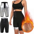 thumbnail image 3 of Pantalones de sudoración calientes, moldeador adelgazante con efecto sauna, pantalones cortos ajustados de cintura alta con hebilla para mujer, leggings moldeadores de cuerpo para gimnasio y fitness, 3 of 5