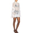 thumbnail image 3 of White Womens Lace Mini Dress Long Sleeve High Neck See-Through Cocktail Party Dress, 3 of 6