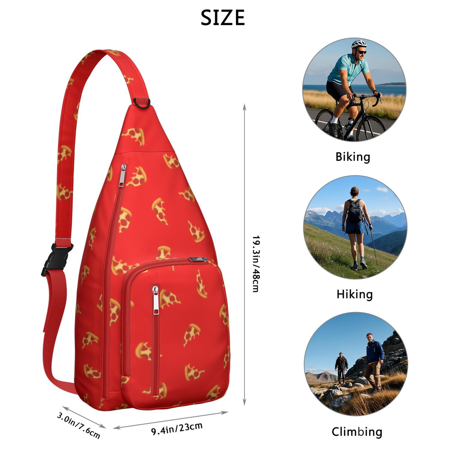 Funny Pizza Lover Chest Bag - Kawaii Foodie Sling Bag with Delicious Pizza Print, Lightweight Water-resistant Fanny Pack for Pizza Party & Daily Use (Women & Men)"