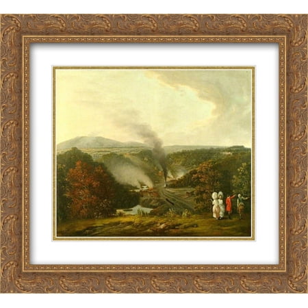 William Williams 2x Matted 24x20 Gold Ornate Framed Art Print 'Afternoon View of Coalbrookdale, Shropshire '