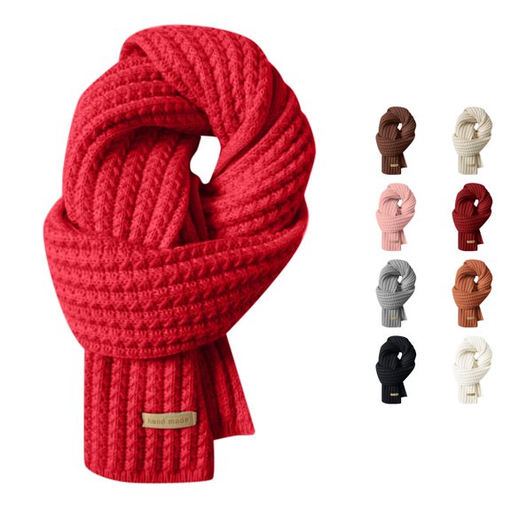HNMKIU Women Knitted Shawl Cozy Winter Scarf With Thick Wool For Couples ,Watermelon Red