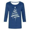thumbnail image 4 of Christmas Tops For Women 3/4 Sleeve Shirts Fashion Tree Print Loose Casual Holiday T Shirts, 4 of 4