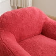 thumbnail image 5 of Bean Bag Chair, Comfy Bean Bag Sofa for Adults, Stuffed Floor Sofa with Supportive Backrest & Armrests, Modern Faux Fur Accent Chair for Living Room & Bedroom, Rose Red, 5 of 12