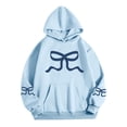 thumbnail image 4 of Xudanell Women Fashion Hoodies Sweatshirts Bow Print Oversized Hooded Sweatshirts Sports Top Work Clothes for Women Sky Blue XXXL, 4 of 5