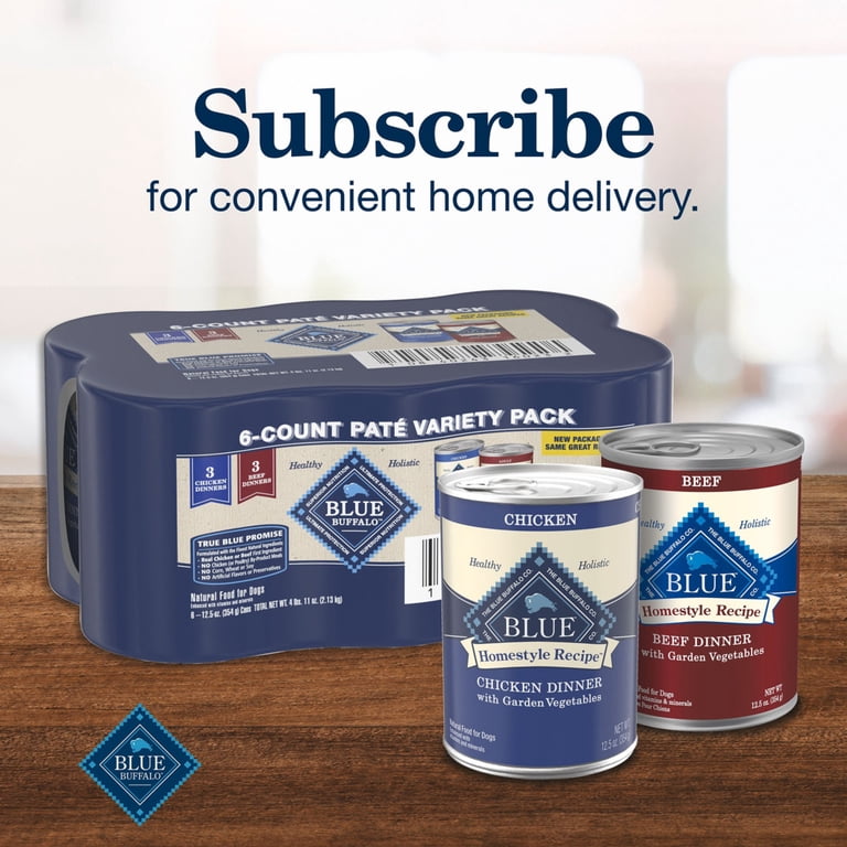 (3 pack) Blue Buffalo Homestyle Recipe Adult Wet Dog Food, Chicken and Beef  Dinner Variety Pack