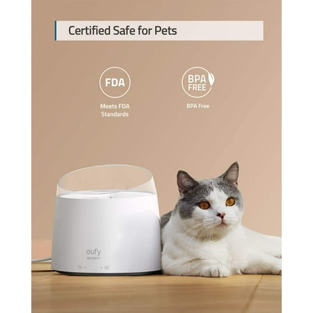 eufy PetCare Cat Water Fountain with Sterilization Filter, Large Capacity Pet Water Fountain, 5-Tiered Filtration System, 100% Pure Drinking Water, Cat Water Dispenser, Cat Supplies