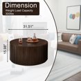 thumbnail image 2 of Gexpusm Round Coffee Table, Solid Wood Center Table for Living Room, Circle Drum Coffee Table with Handcrafted Relief, Chocolate, 2 of 7