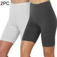 thumbnail image 2 of Biker Shorts Women - 2 Pack High Waisted Tummy Control Workout Gym Running Yoga Compression Summer Short Leggings, 2 of 9