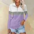 thumbnail image 7 of Lmnyox Women's Golf Shirts Quarter Zipper Long Sleeve Dressy Tops Lapel Collar Color Block Casual Blouses, 7 of 7