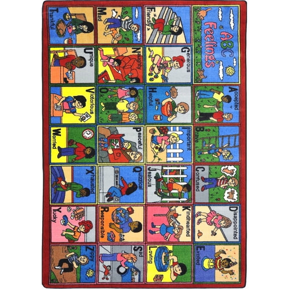 Joy Carpets Kid Essentials ABC Feelings 5'4" x 7'8" Area Rug in Color Multi