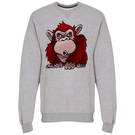 Funny Red Gorilla Cartoon Sweatshirt Men -Image by Shutterstock, Male Medium