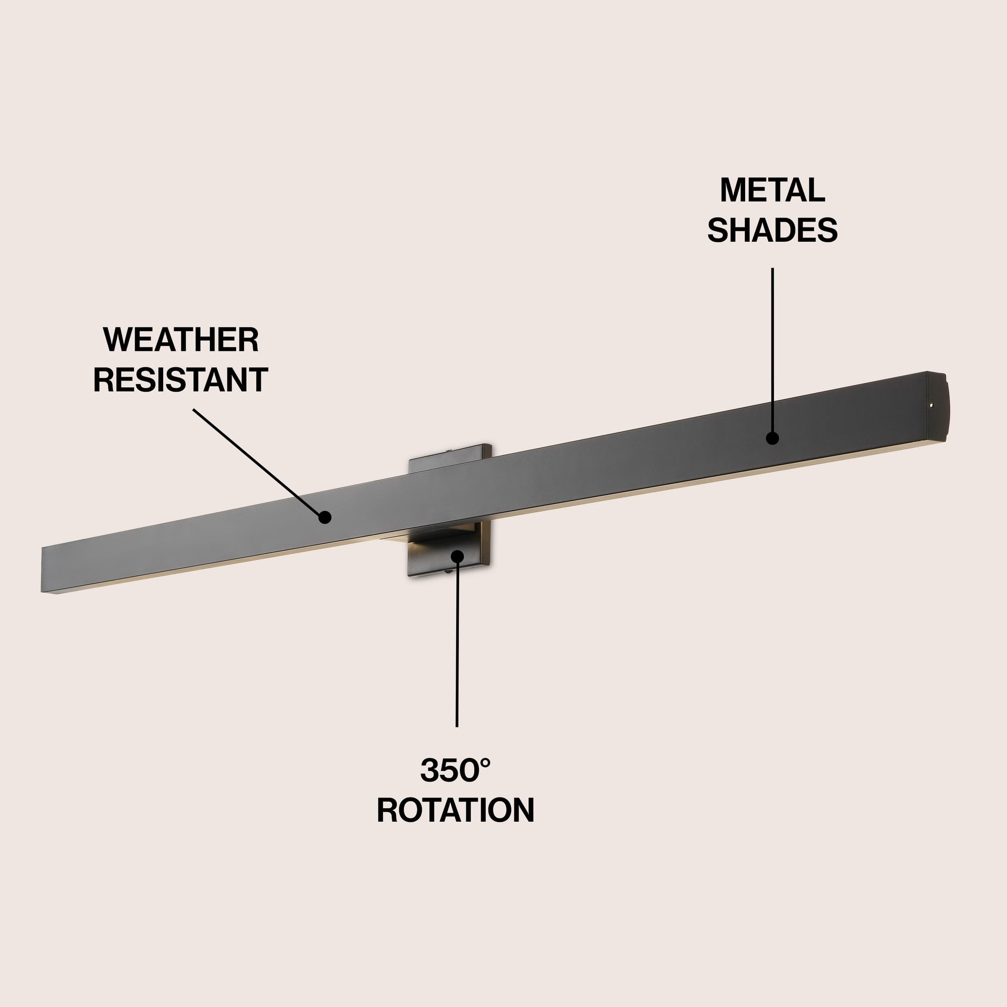 JONATHAN Y Vara 49.5" Modern Minimalist Indoor/Outdoor Metal 350-Degree Rotate Dimmable Integrated Linear LED Wall Sconce, Black