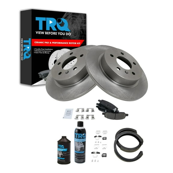 TRQ Rear Brake Pad & Rotor Kit BKA38647 Fits Select 2006-2010 Cadillac DTS