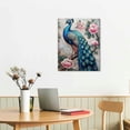 thumbnail image 3 of JEUXUS  Peacock Canvas Wall Art Blue Peacock Feather Painting Prints Elegant Flowers Animal Picture Vintage Artwork for Bedroom Living Room(Picture-4), 3 of 5