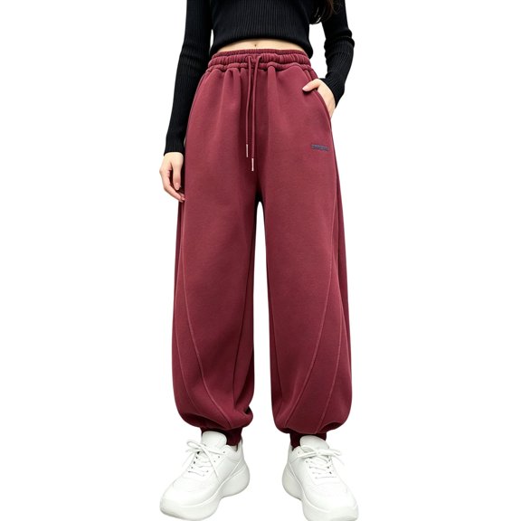 Qingpeng Boys Girls Sweatpants Elastic Waist Side Pockets Drawstring Cuffed Casual Athletic Long Pants for Kids