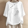 thumbnail image 2 of Blusas de Manga Corta para las Mujeres Impreso Cuello Redondo Camiseta, Top de Algodón de Imitación Casual para el Hogar Y Diario, 2 of 4
