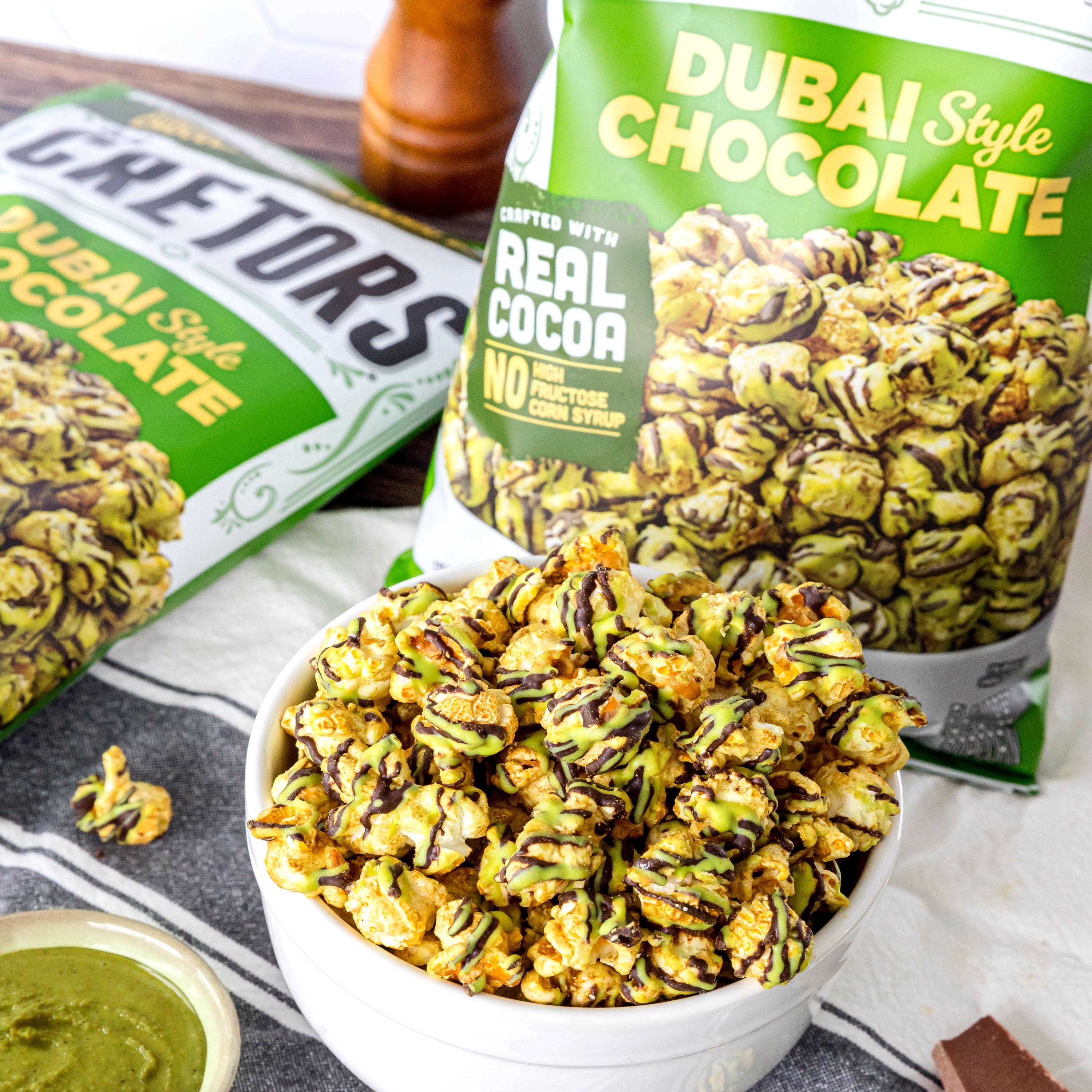 G.H. Cretors Dubai Style Chocolate Drizzled Popped Corn, 5.75 ounces