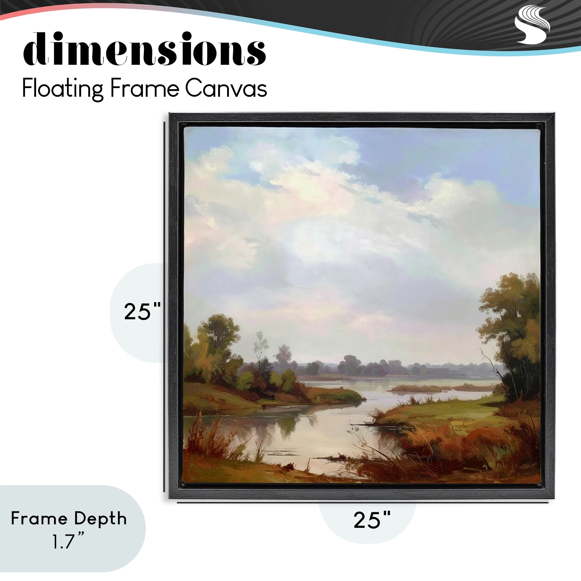Stupell Industries Riverside Grove Landscape Black Framed Floater Canvas Wall Art, design by Alonza Saunders
