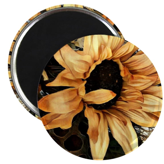 CafePress - Sunflower Magnets - 2.25" Round Magnet, Refrigerator Magnet, Button Magnet Style