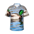 thumbnail image 1 of Fotbe Mallard Duck Swimming In A River Camisa Hawaiana para Hombre Unisex – Camisa Casual de Verano con Botones de Manga Corta de Algodón y Lino,3X-Large, 1 of 7