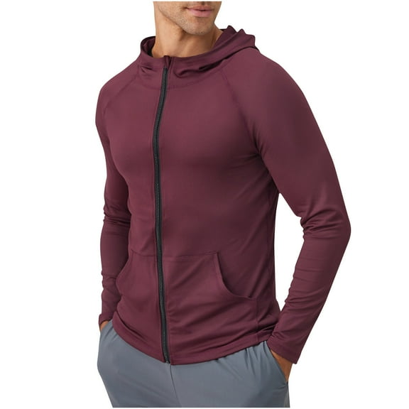 Kaemgyyd Mens Athletic Jacket for Running Workout Hiking Breathable Full Zip Stretch Hoodies Lightweight Outwear with Pockets