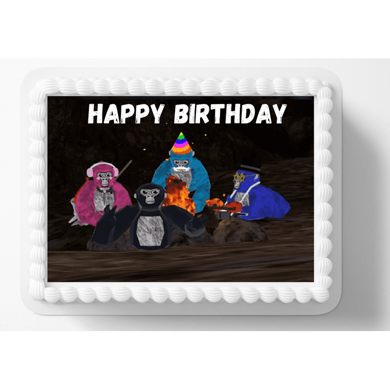 Cakecery Gorilla Tag VR Edible Cake Image Topper Birthday Cake Banner 1/4  Sheet