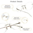 thumbnail image 2 of LifeArt Blue Light Blocking Glasses,Computer Reading Glasses,Titanium Rimless Frame,Stylish for Men&Women(Golden,+3.50 Magnification), 2 of 5