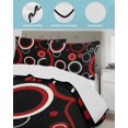 thumbnail image 4 of Quilts Full Size, Red Black Soft Comforter Bedding Set for Bed, Abstract Modern Geometric White Grey Circle Lightweight Quilted Bedspread with Pillow Cover(2 Pieces) for All Season, 78x90 Inch, 4 of 6