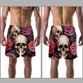 thumbnail image 3 of luoweisi Men's Beach Shorts Quick Dry Swim Trunks with Mesh Lining Roses and Skull L, 3 of 5