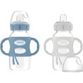 thumbnail image 1 of Dr. Brown's Milestones Wide-Neck Sippy Bottle with Silicone Handles Blue and Gray 2 x 8oz Bottles, 1 of 9