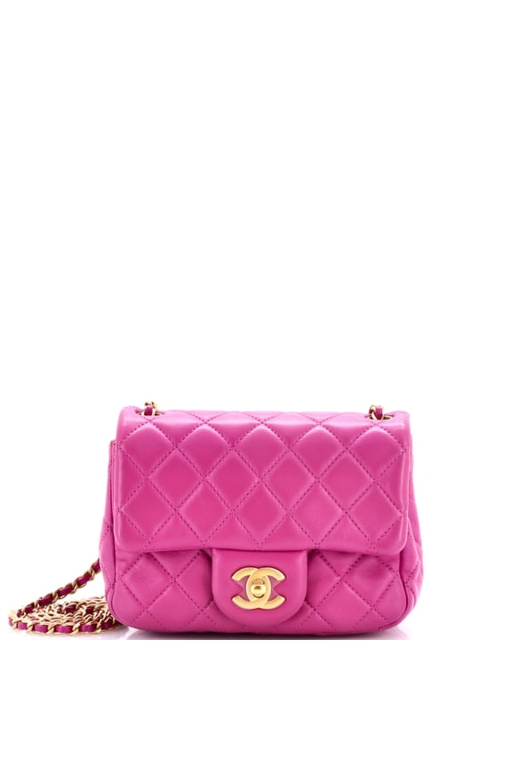 Pre-Owned Pearl Crush Square Flap Bag Quilted Lambskin Mini By Rebag