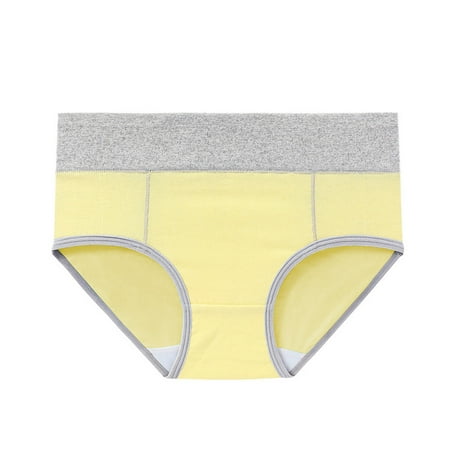 Kopltyrfg Womens Underwear Cotton Seamless Panties Soft Breathable Postpartum Briefs Plus Size High Waist Thongs Yellow M