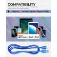 thumbnail image 5 of Liquipel Powertek iPhone Charger Cable [MFI Certified], Fast Charging 6ft Lightning to USB Cord Adapter, Compatible for iPad, Metallic Shine Electric Blue, 5 of 6