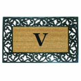 thumbnail image 1 of Nedia Home Acanthus Border with Rubber/Coir Doormat, 22 by 36-Inch, Monogrammed V, 1 of 5
