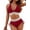 Deep wine red, variant on Women Tummy Control Swimsuit Color Block Two‑Piece Drawstring Bathing Suit, V‑Neck Push‑Up Top & High Waist Swim Shorts for Beach Pool Vacation