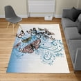 thumbnail image 2 of Butterfly Turkish Area Rug, Monarch Butterflies Vintage Damask Inspired Design, Soft Carpet for Living Room Decor with Distressed Look, 4' X 5.7', Dark Sky Blue, by Ambesonne, 2 of 4