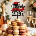 thumbnail image 4 of Promotion 2026 Décoration de Gâteau Félicitations Collation des Grades Acrylique Noir avec Paillettes Rouges Bannière de Toque de Finissant Fête pour Célébration au Secondaire et au Cégep Choix, 4 of 6