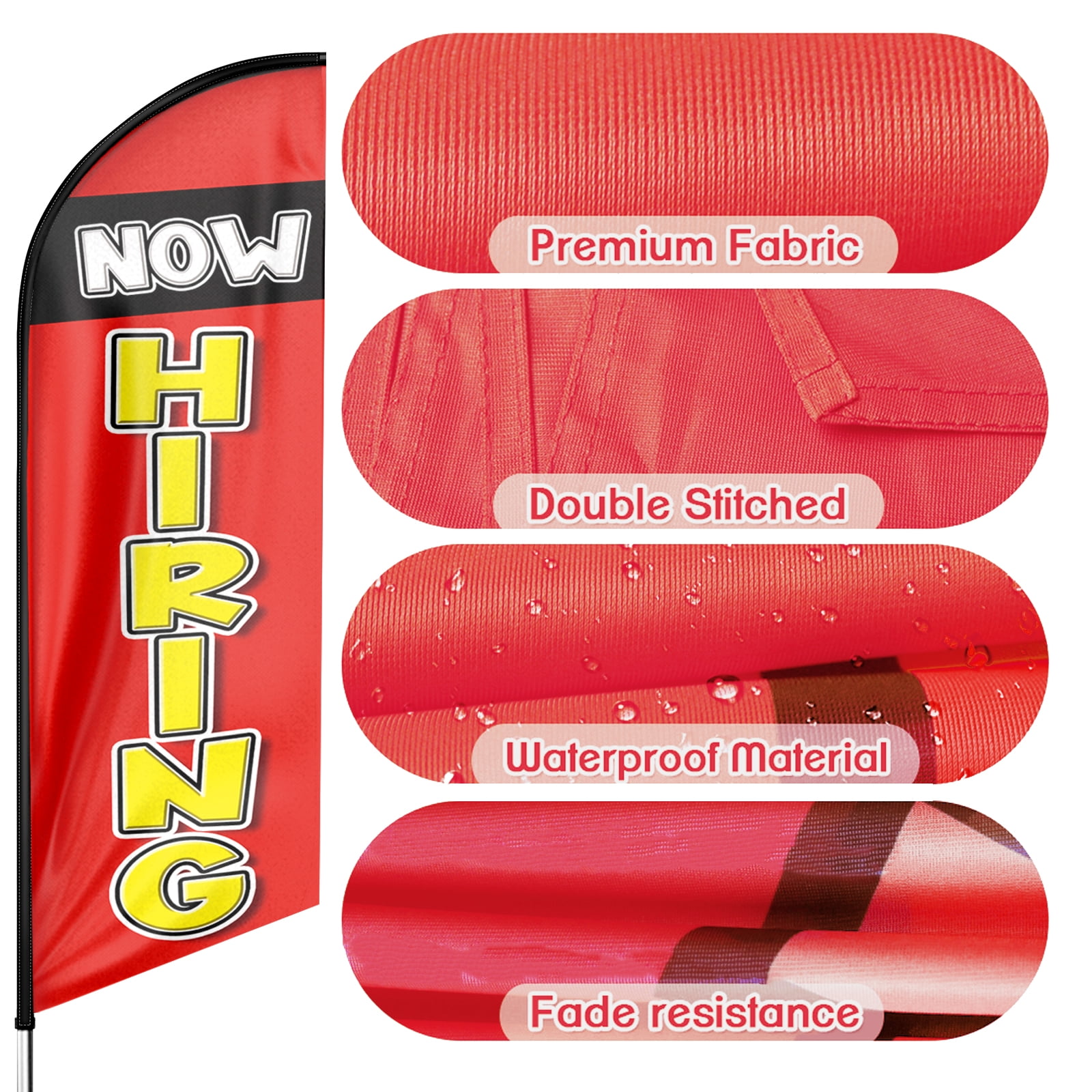 Now Hiring Sign Feather Flag,8FT Now Hiring outdoor advertising flag, Now Hiring Business Sign,Now Hiring Swooper Flag（FLAG ONLY）