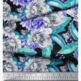 thumbnail image 3 of Soimoi Green Polyester Crepe Fabric Leaves & Floral Print Sewing Fabric BTY 52 Inch Wide, 3 of 3