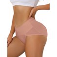 thumbnail image 4 of NOMADIC NOOK Women's Hi-Cut Ribbed High Waist Tummy Control Underwear 2 Packs 3X-Large Light Red1, 4 of 4