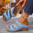 thumbnail image 3 of Modisza Orthopedic Slides Sandals for Women Open Toe Wedge Heeled Shoes Platform Arch Support Slip on Summer Slippers size 8.5 Blue, 3 of 7