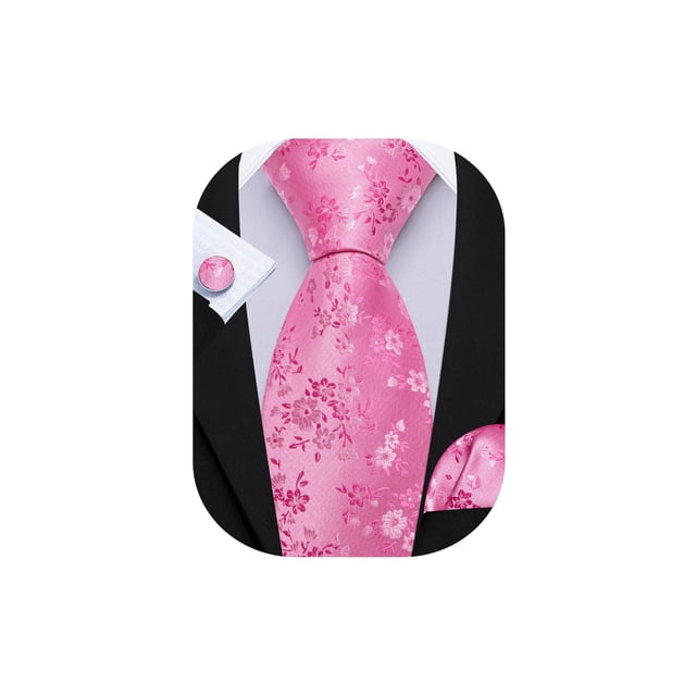 Set de Corbata de Seda Floral Rosa Barry.Wang 150 cm