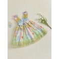 thumbnail image 3 of Toddler Girls Dress Butterfly Print Fly Sleeve Frills Casual Dress Kids Fashion Summer Dress, 3 of 3