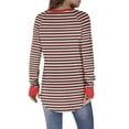 thumbnail image 5 of Women Striped Oversized Sweatshirt Color Block Crew Neck Long Sleeve Shirt Casual Pullover Top Fall Y2K Clothes Red XL, 5 of 6